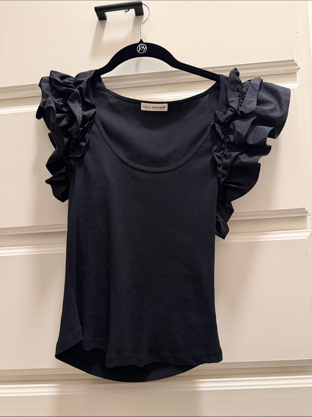 Ulla Johnson Black Ruffle Sleeve Tank Top